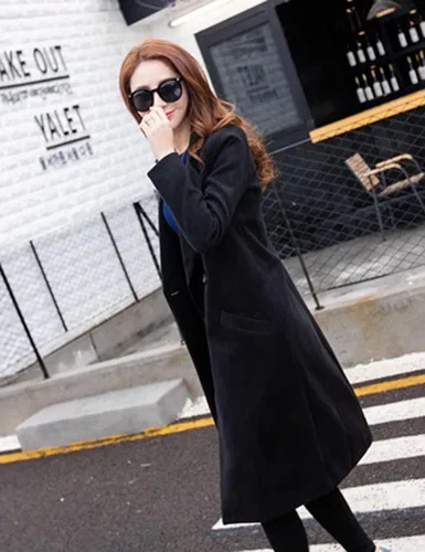 Vista 3 de IDEALSANXUN Abrigos largos de lana para mujer, abrigos de otoño e invierno, chaqueta de lana