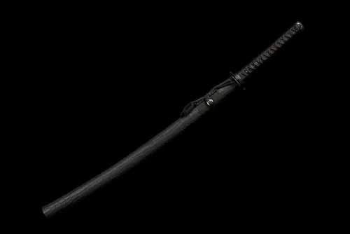 Vista 3 de Katana negra de 41 pulgadas, espada afilada samurái japonesa T10, hoja de acero de alto carbono afilada