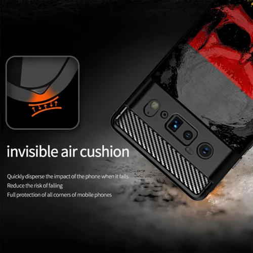 Vista 4 de CasesOnDeck Skull Flags Case Compatible with Google Pixel 6A (2022) / Pixel 6A Case, Slim Tough Matte Design with Carbon Fiber Texture