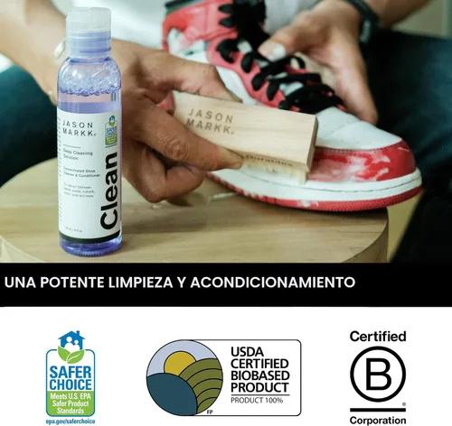 Vista 2 de Jason Markk Cuidado de Zapatos y Deportivas, Limpieza de Zapatos, Limpia y Acondiciona Calzado, Púrpura, 8 fl oz (paquete de 1)