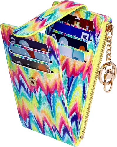 Vista 19 de Badiya Tarjetero para mujeres con RFID, carteras delgadas, plegables, tarjetero multifuncional, monedero