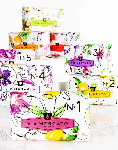 Vista 6 de Via Mercato Barra de jabón italiana (7.05 oz), n.º 2 - Té verde y almizcle blanco
