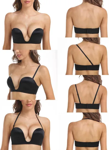 Vista 5 de DotVol Brasier convertible con relleno y escote en U profundo para mujer