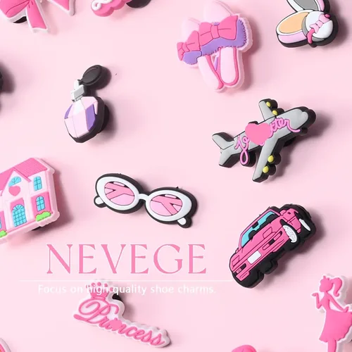 Vista 5 de NEVEGE Dijes de flores para zapatos para niñas, bonitos dijes de diseño para zapatos para adultos, adolescentes, niños, decoración de zapatos