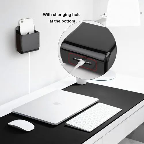 Vista 3 de Cosmos Paquete de 2 soportes acrílicos para control remoto, soporte adhesivo de pared, organizador de montaje en pared, caja de almacenamiento