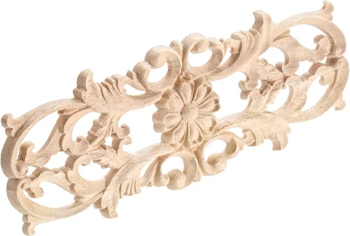 Vista 3 de MUXSAM Apliques de madera, calcomanías largas de madera para repisas de pared, armarios, armarios, puertas, muebles (2 unidades, 8.7 x 3.2 pulgadas)