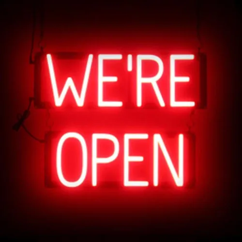 Vista 24 de SpellBrite Letrero LED Neon OPEN para negocios - Azul, 17" x 6