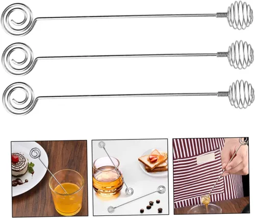 Vista 9 de Agitador de miel de acero inoxidable de grado alimenticio con asas cómodas para cócteles, cucharas de miel, palitos de agitación de mermelada, 3 uds