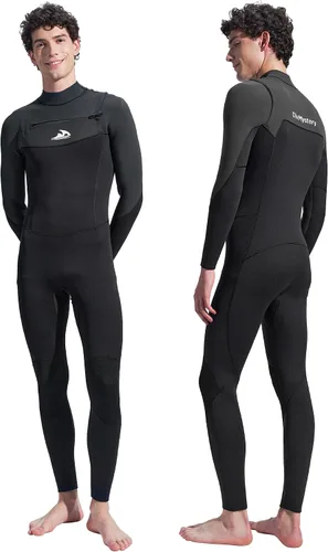Vista 8 de Trajes de neopreno para hombres y mujeres, pecho trasero con cremallera frontal, 0.157 pulgadas (3/0.079 in), trajes húmedos de cuerpo completo