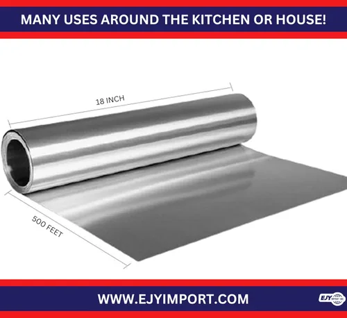 Vista 2 de Papel de aluminio resistente de 18 pulgadas x 500 pies, grado comercial para la industria de servicios de alimentos, papel aluminio plateado