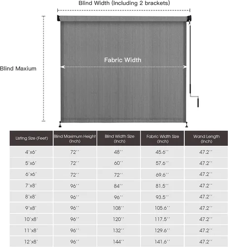 Vista 7 de VICLLAX - Tela para persiana enrollable para exteriores, persianas para porch y gazebo, persianas para patio sin cables enrollables