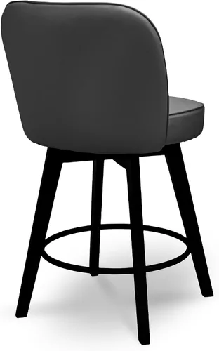 Vista 8 de MINCETA Juego de 2 taburetes de bar giratorios de 360°, taburete de bar de 26 pulgadas de altura de mostrador con respaldo de concha, silla de bar