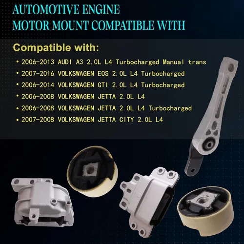 Vista 2 de Juego de 5 soportes de motor y montaje de transmisión compatibles con A3 2006-2013, EOS 2007-2016, GTI 2006-2014, Jetta 2006-2008, repuesto Jetta