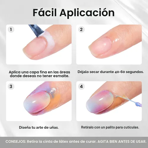Vista 7 de Beetles - Látex líquido sin olor para uñas, 0.5 onzas líquidas, barrera de esmalte de uñas de látex blanco, protector de cutículas para gel