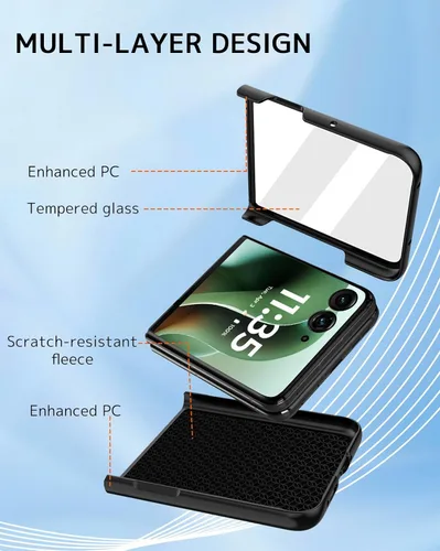 Vista 2 de NINKI Funda para Motorola Razr 2025/2024 con función atril y protector de pantalla, funda delgada de cuero a prueba de caídas Razr60 para Motorola