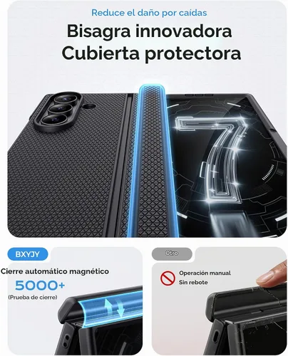 Vista 5 de BXYJY for Samsung Galaxy Z Fold 7 Case with Stand, Hinge Protection, Black