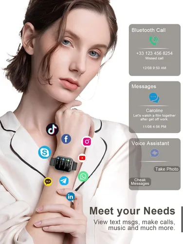 Vista 3 de Relojes inteligentes para hombres y mujeres Fitness: reloj de seguimiento de fitness con llamada Bluetooth 24/7, frecuencia cardíaca SpO2, monitor
