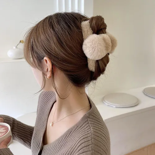 Vista 5 de Lindas pinzas de pelo para cabello rizado, elegante y esponjoso, pelo sintético, clip grande para cabello fino y largo, antideslizante, para mujeres