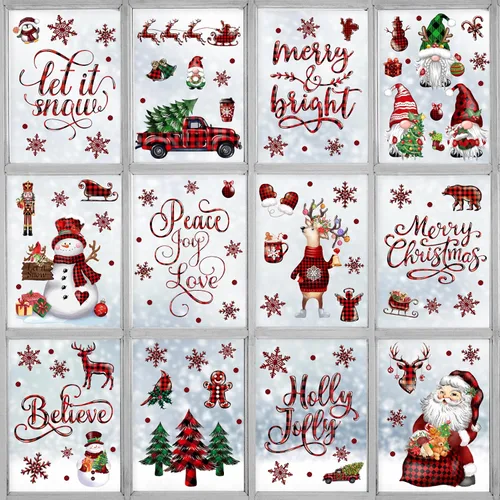 Vista 14 de BORAMDO 9 hojas de calcomanías navideñas de jengibre para ventana