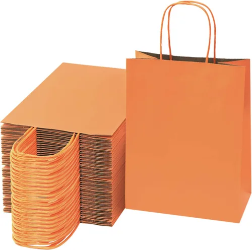 Vista 4 de Nexmint Bolsas de papel kraft de 8 x 10.5 pulgadas, bolsas de regalo con asa para cumpleaños, vacaciones, regalos, recuerdos de fiesta, venta al por