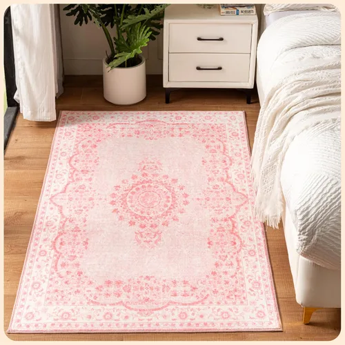 Vista 273 de Istana Alfombra larga antideslizante de 2.5 x 8 para el hogar, para pasillo y cocina, lavable, sedosa y suave al tacto, elegante, color azul y marfil