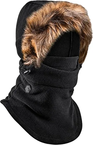 Vista 11 de Tough Headwear Pasamontañas de forro polar - Cubierta facial resistente al viento - Máscara de esquí para equipo de clima frío - Accesorios de Negro