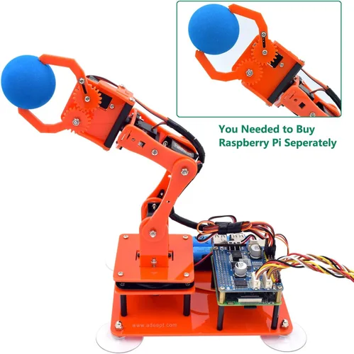Vista 4 de Adeept Kit de brazo robótico 5-DOF compatible con Raspberry Pi 4 B 3 B+ B A+, programable DIY Codificación STEM Educativa 5 Axis Robot Arm