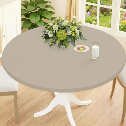 Vista 34 de Smiry Mantel Redondo de Spandex, Manteles Elásticos Ajustados Lavables para Mesas de 18"-24", Cubierta de Mesa de Pícnic Elástica Impermeable