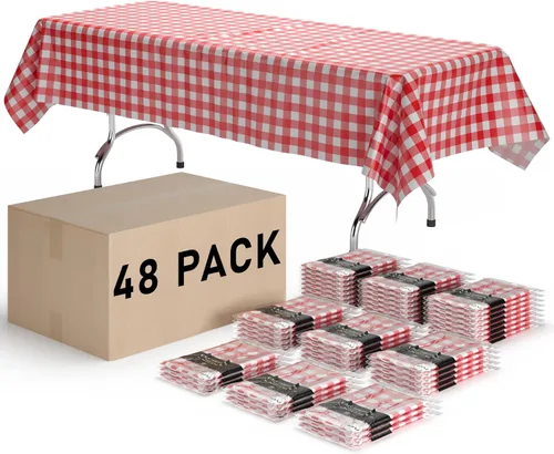 Vista 11 de Exquisite Cubierta de Mesa para Picnic - Paquete de 6 Manteles Premium Rectangulares de Plástico - Cubierta de Mesa para BBQ a Cuadros Negro