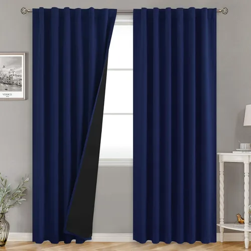 Vista 20 de BGment Cortinas 100% opacas beige de 63 pulgadas de largo con forro aislante térmico, bolsillo para varilla y lengüeta trasera de doble capa