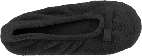 Vista 2 de Isotoner - Pantuflas de microfibra con patrón de chevrón para mujer con suela de ante y absorción de humedad para mayor comodidad
