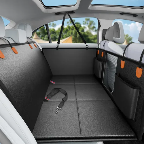 Vista 9 de Funda de Asiento de Coche para Perro para Asiento Trasero con Fondo Rígido, Extensor de Asiento Trasero Impermeable para Perros, Hamaca para Perros