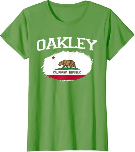 Vista 55 de OAKLEY CA CALIFORNIA Flag Vintage USA Sports Hombre Mujer Camiseta, Negro
