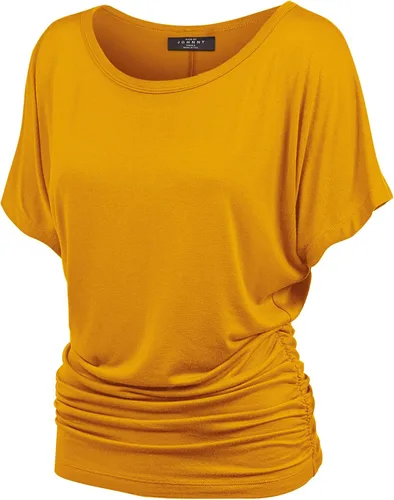 Vista 49 de Made By Johnny Camiseta de manga corta Dolman con cuello barco y dobladillo curvado para mujer, ajuste holgado Wt1037_aqua