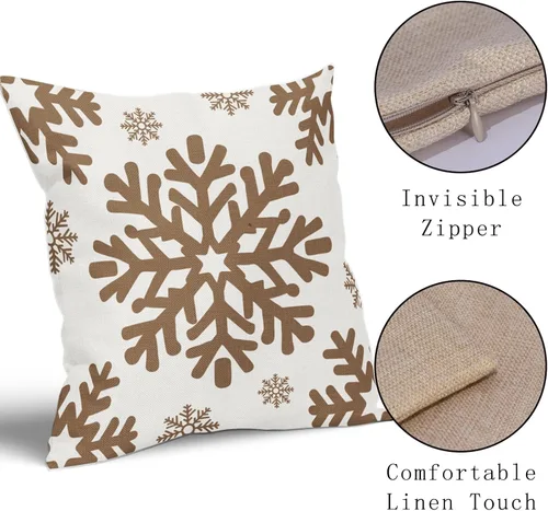 Vista 67 de Fundas de almohada decorativas de Navidad negras 40x40 cm con copos de nieve blancos de Navidad, juego de 2, temática rústica de invierno