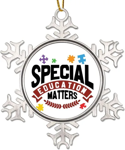 Vista 8 de Esta mamá con autismo es adornos de Navidad, concienciación sobre el autismo, regalos de recuerdo de Navidad, copo de nieve de metal, decoración