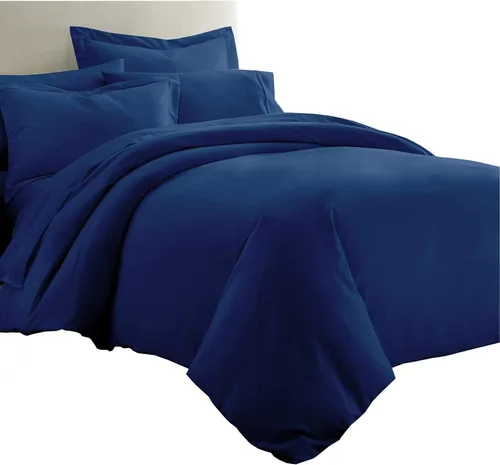 Vista 8 de Royal Tradition Juego de ropa de cama de viscosa de bambú sólido de 7 piezas, funda de edredón y fundas de almohada con sábanas, color beige