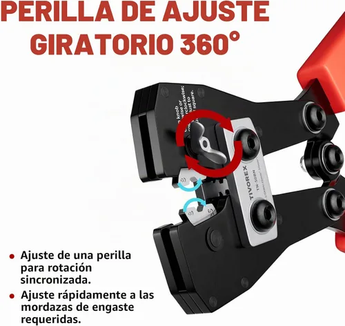 Vista 3 de Herramienta de prensado de cables de batería para terminales de cobre AWG 8-1/0, crimpadora de terminales de batería resistente, crimpadora