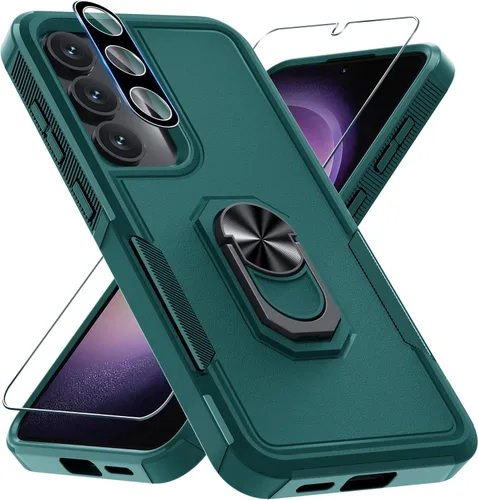 Vista 13 de Compatible con Samsung Galaxy S24/S25 Funda con Protector de Pantalla de Vidrio Templado, Resistente a Prueba de Golpes de Servicio Pesado Funda