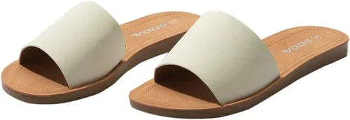Vista 32 de Soda Shoes Efron-S - Chanclas básicas lisas para mujer, sandalias deslizantes, informales, puntera abierta, playa Todo negro Pu