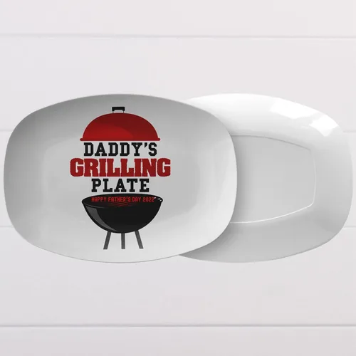 Vista 2 de Plato personalizado para asar con nombres para niños y niñas, plato personalizado con nombres para jardín, barbacoa, reunión familiar, plato único