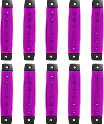 Vista 11 de Paquete de 10 Luces Laterales Marcadoras de Remolque LED Ámbar DC 12V de 3.8" con 6 LED, Barra de Luz de Separación, Tira de Luz Indicadora de Señal