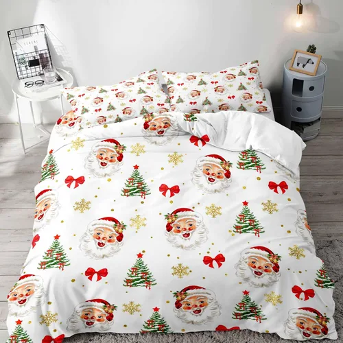 Vista 19 de LUVIVIHOME 2 piezas de funda de edredón de Navidad, juego de ropa de cama individual, ropa de cama rústica de cabaña, colcha de Navidad y Día
