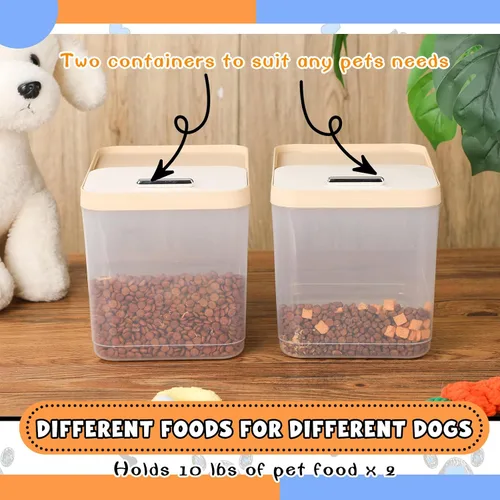 Vista 3 de Teenyyou Paquete de 2 recipientes herméticos de almacenamiento de alimentos para perros, hasta 10 libras, contenedor de alimentos para mascotas