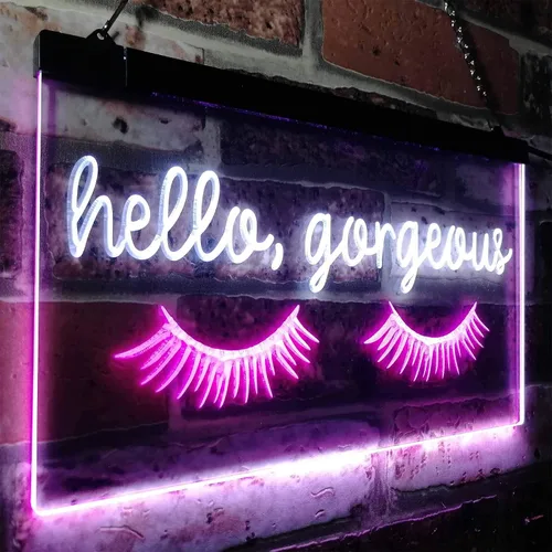 Vista 3 de ADVPRO Hello Gorgeous - Letrero de neón LED de doble color, blanco y morado, 16 x 12 pulgadas, st6s43-i3178-wp