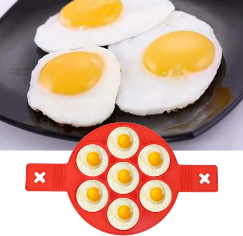 Vista 4 de Molde para freír huevos, 2 anillos de silicona antiadherentes para hacer panqueques, molde de tortilla para cocinar con asas para huevos