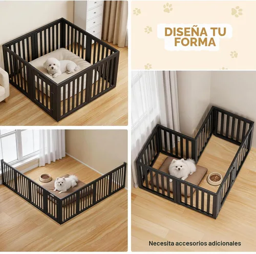 Vista 7 de Corralito para perros, corral transparente para perros, corral para perros en interiores, fácil de instalar y quitar, corralito para cachorros Negro