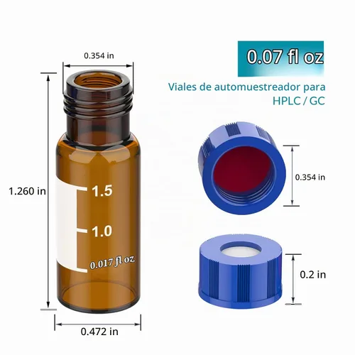 Vista 2 de Membrane Solutions Viales de muestreo automático de 0.1 fl oz, viales de cromatografía HPLC y GC de 0.1 fl oz, puntos de escritura y graduaciones