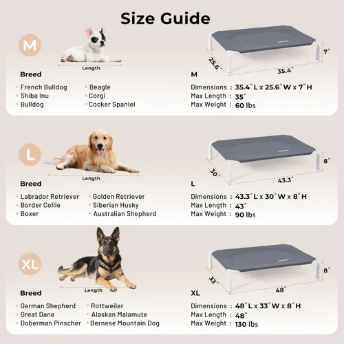 Vista 6 de ZOMISIA Cama elevada para perro con ensamble sin herramientas - Cama de enfriamiento elevada para perros al aire libre para mascotas grandes, hamaca
