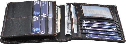 Vista 7 de Cartera larga de cuero genuino para mujer